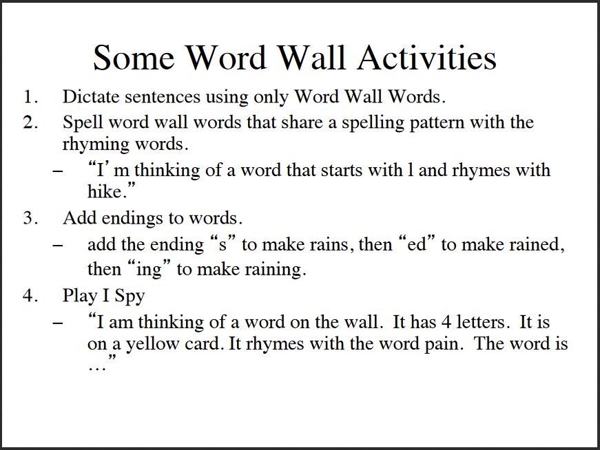 High Frequency Level 1 Word Wall Words